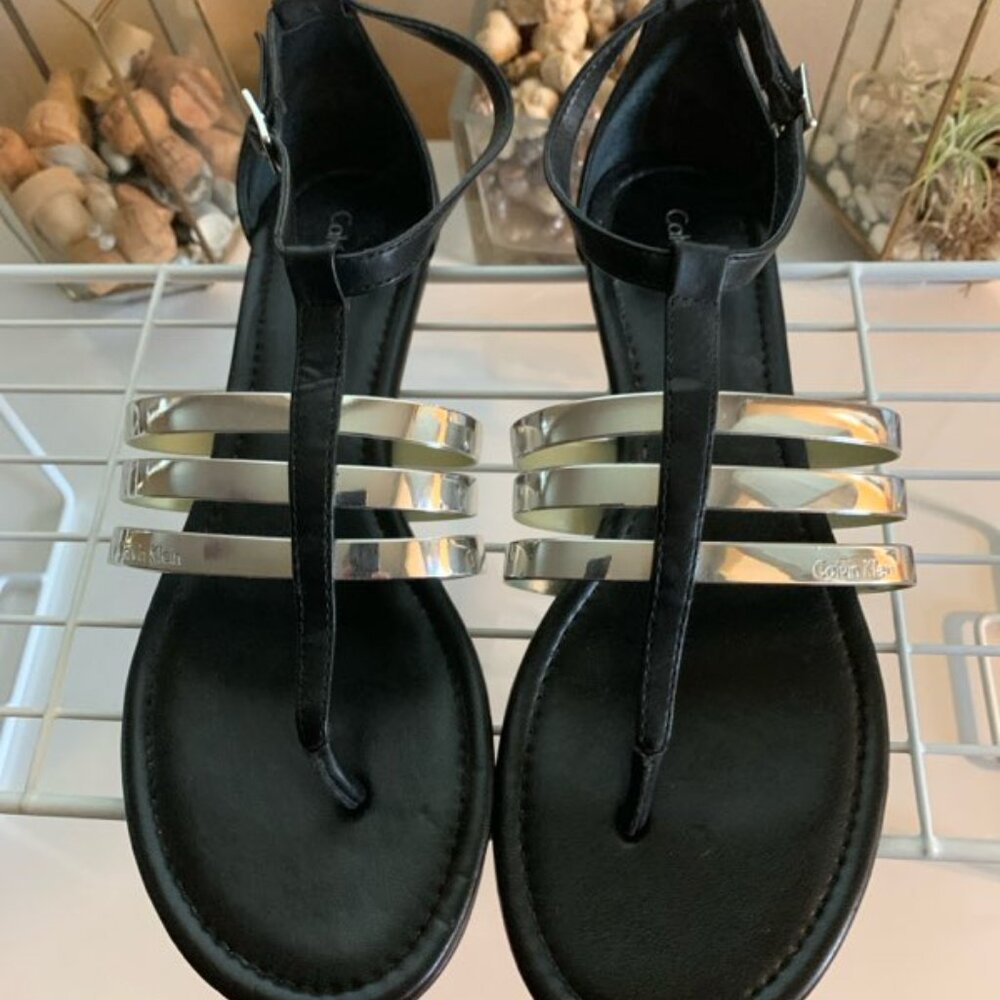 Calvin Klein Flats- ankle strap sandals